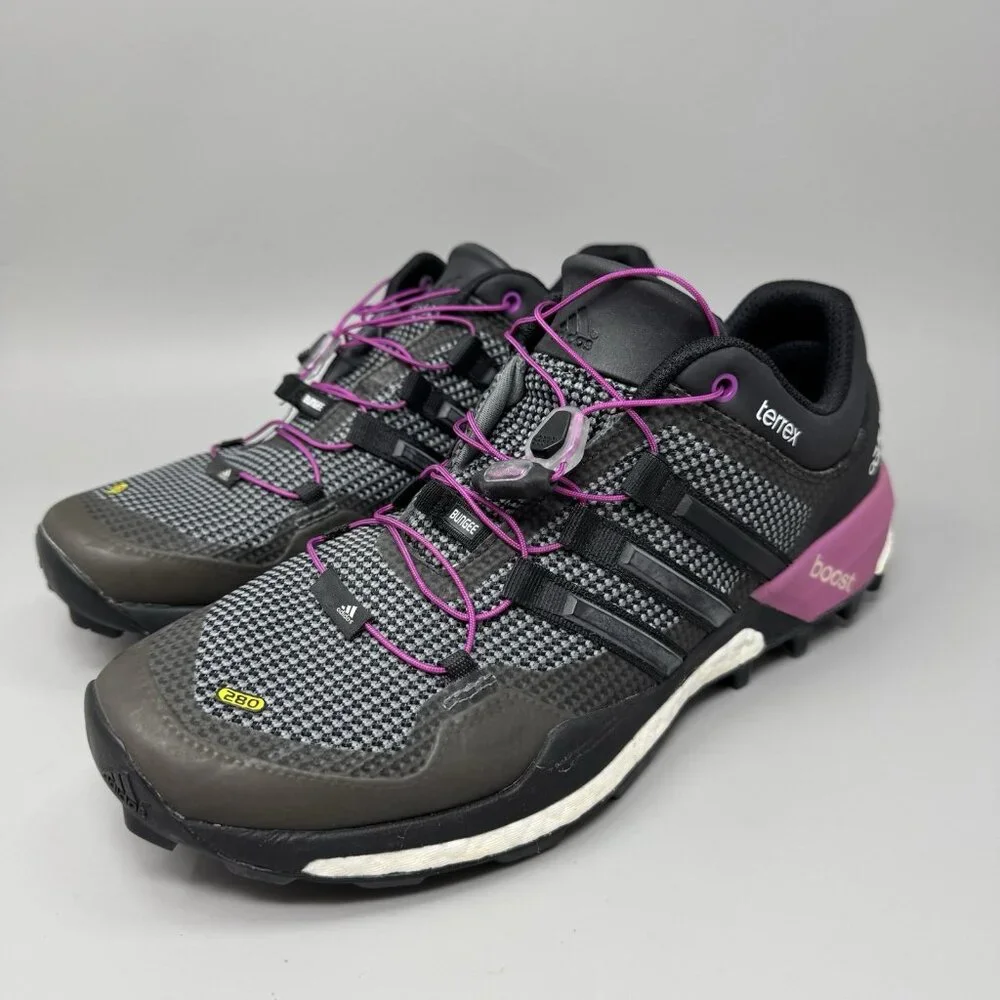 ADIDAS Terrex Boost B44424 Black Purple Outdoor Hiking Trail Shoes Womens 10.5